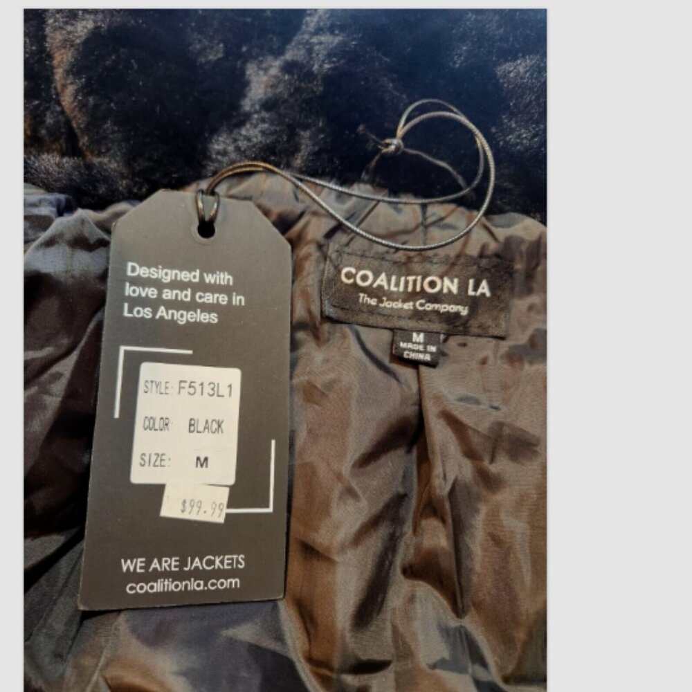 Coalition LA Hooded Faux Fur Snap Coat With Pockets - Picture 11 of 15